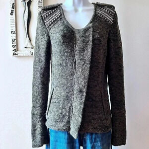 Jamison For Scoop NYC Green Marled Studded Zip Up Cardigan Sweater Size S